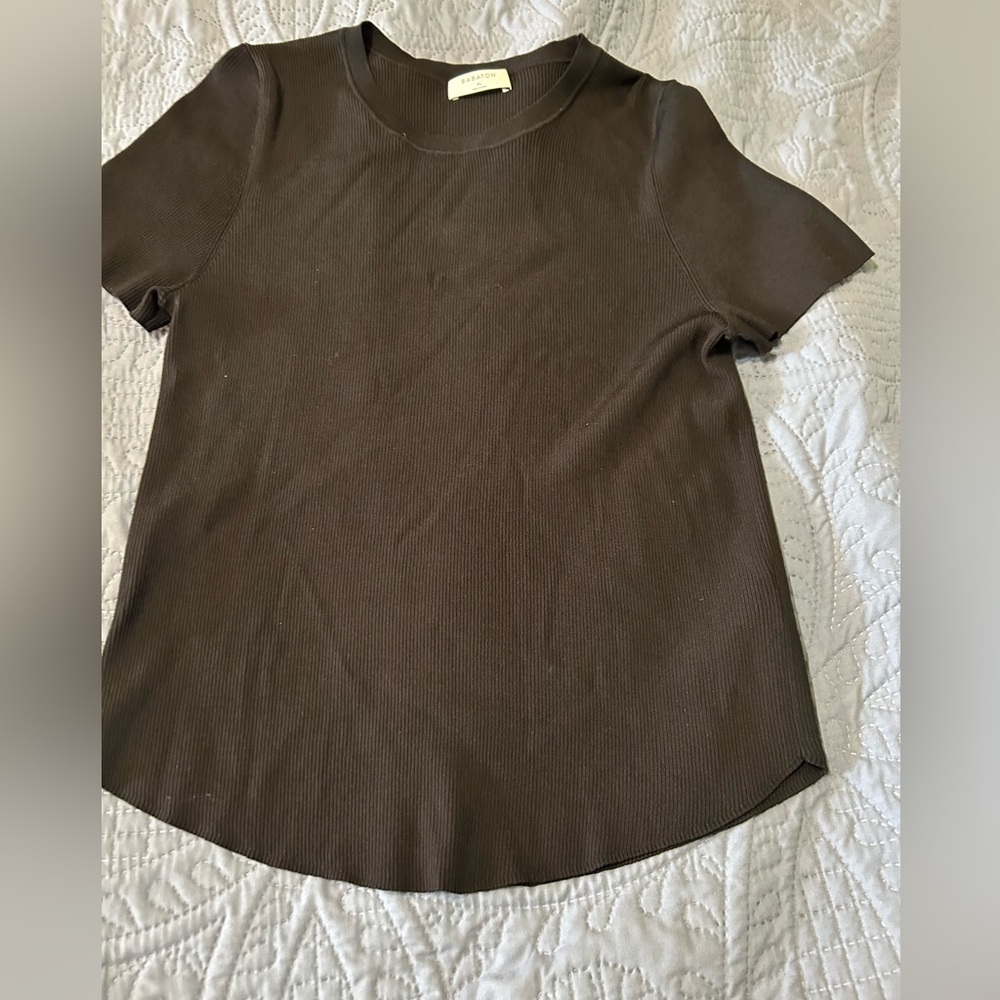 Babaton black Ribbed Short Sleeve Top xl